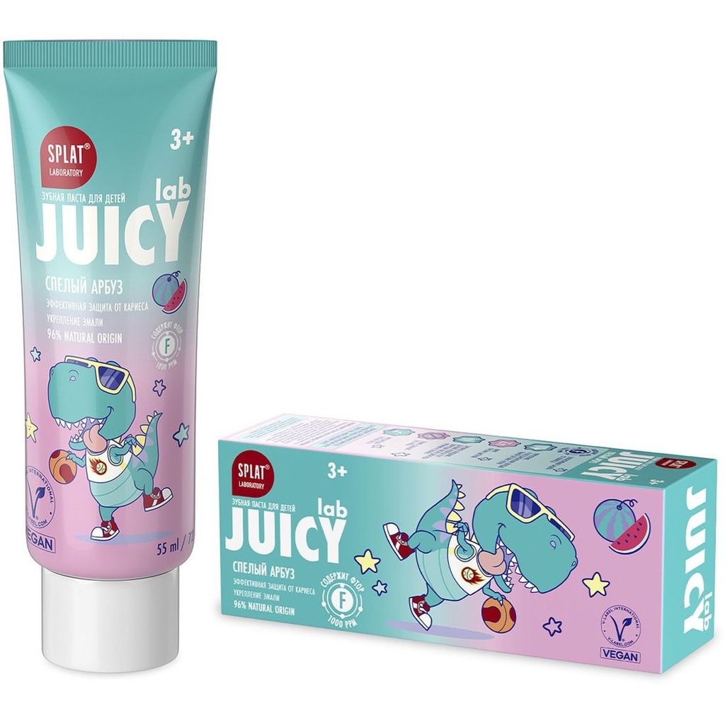 معجون أسنان الأطفال بالفلورايد SPLAT® JUICY® LAB، بنكهة البطيخ الناضج، 55 مل