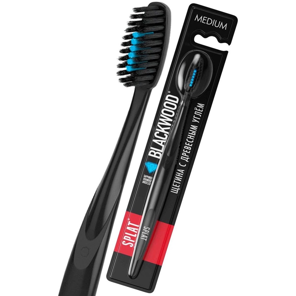 SPLAT Special Blackwood Charcoal Toothbrush, medium