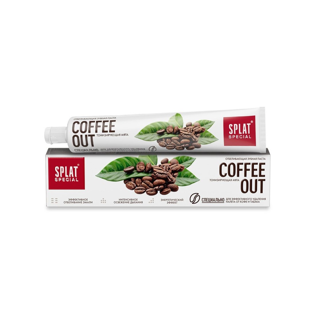 معجون أسنان SPLAT® Special COFFEE OUT لمحبي الشاي والقهوة والتبغ، يزيل بقع القهوة والتبغ، 75 مل