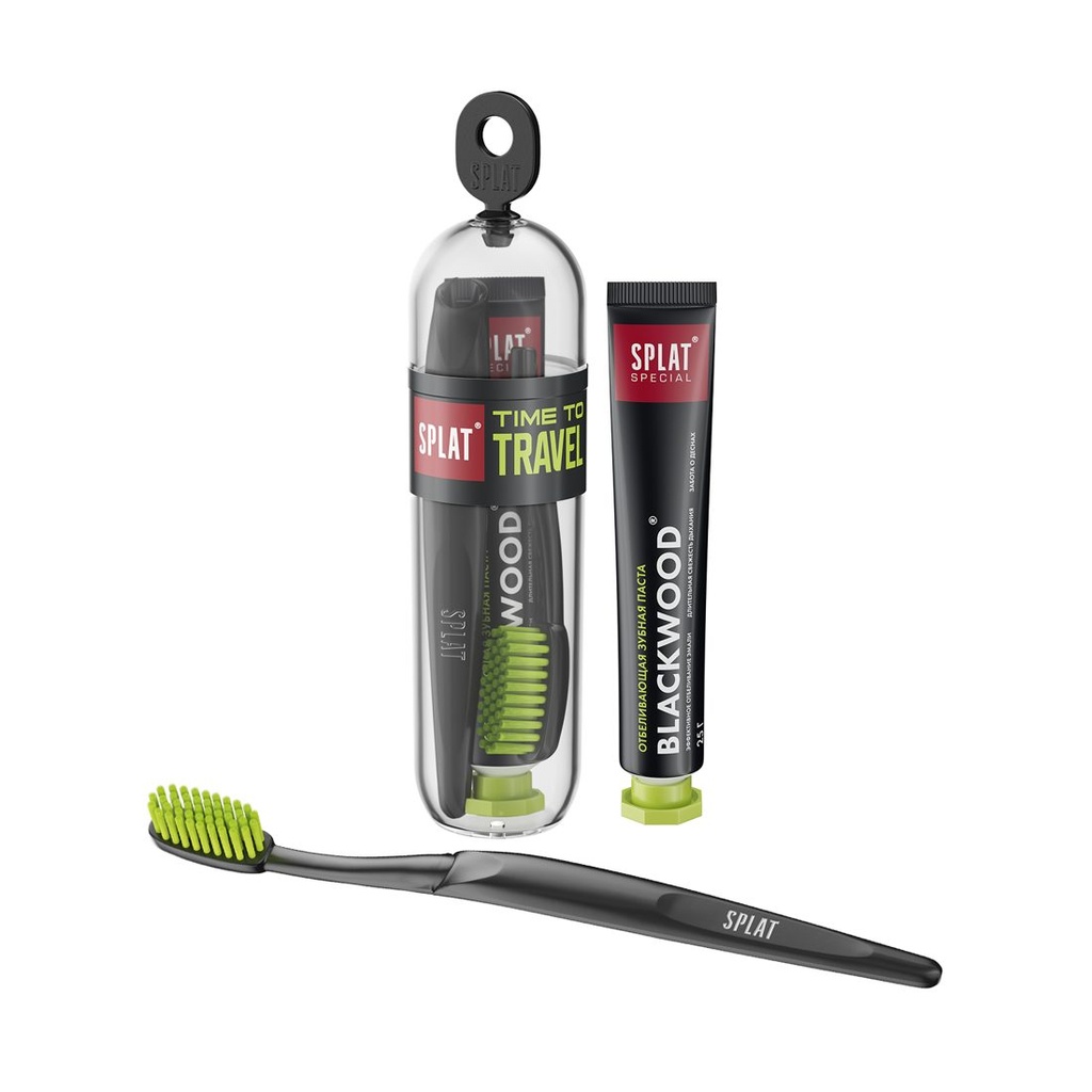 SPLAT Blackwood Travel Set Toothpaste & Brush, 25 g