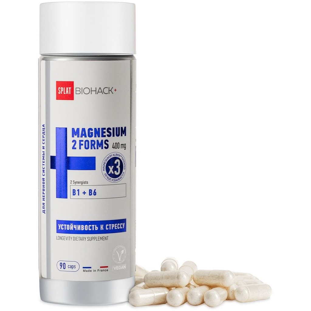 Biohack+ Magnesium 2 Forms (Chelate + Citrate) 400 mg with B1, B6, 90 capsules