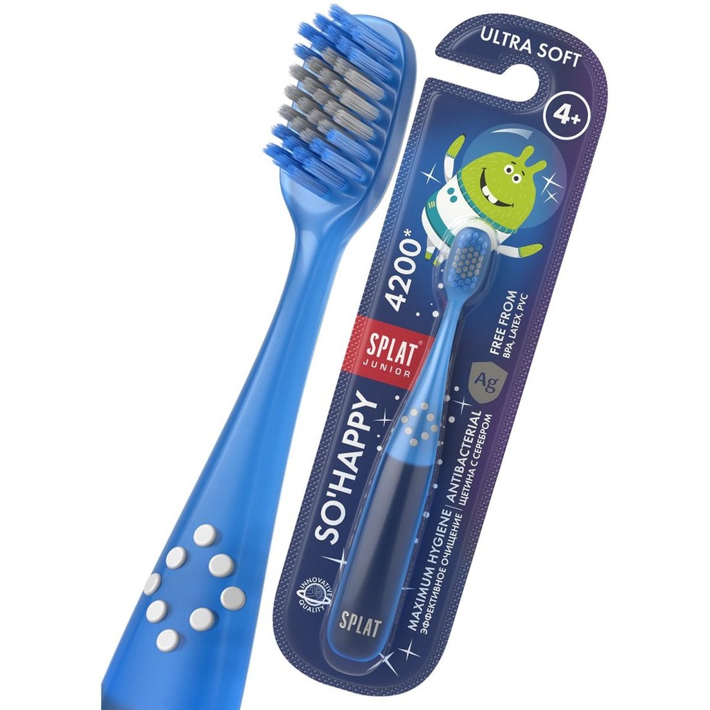 فرشاة الأسنان للأطفال SPLAT® JUNIOR ULTRA 4200 بشعيرات فائقة النعومة، من 4 سنوات، زرقاء فاتحة