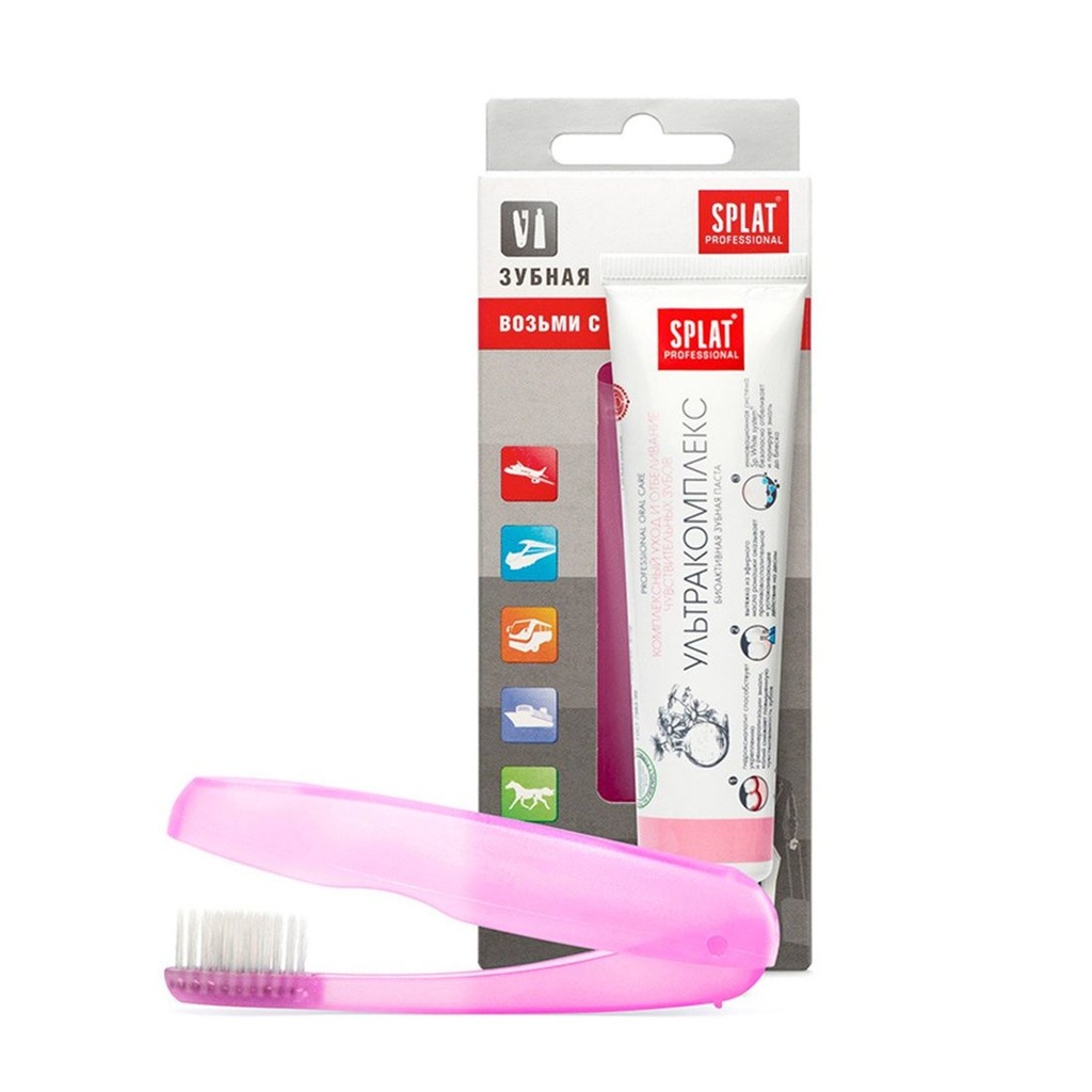 طقم سفر معجون وفرشاة أسنان SPLAT® Professional ULTRACOMPLEX®، 40 مل